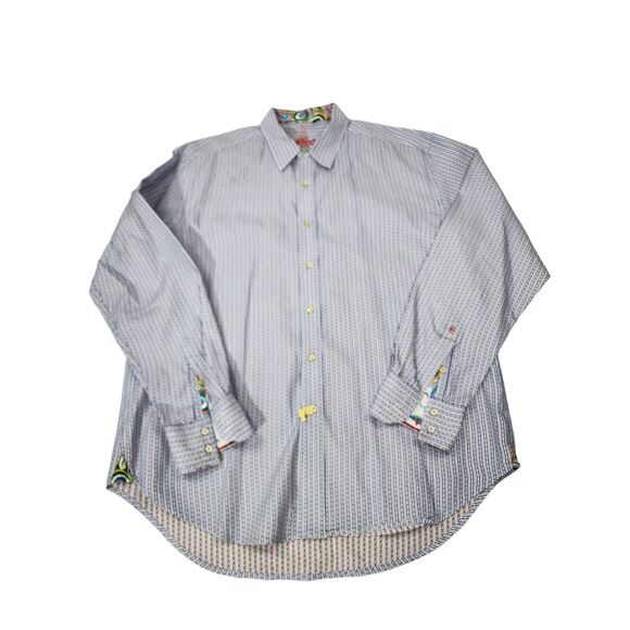 Robert Graham Other - Robert Graham Mens XL TG Striped Button Front Dress Shirt Blue‎ White